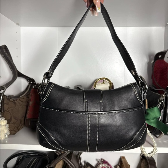 ࣪Black Coach Leather Soho Flap Buckle Shoulder Bag - Picture 10 of 10